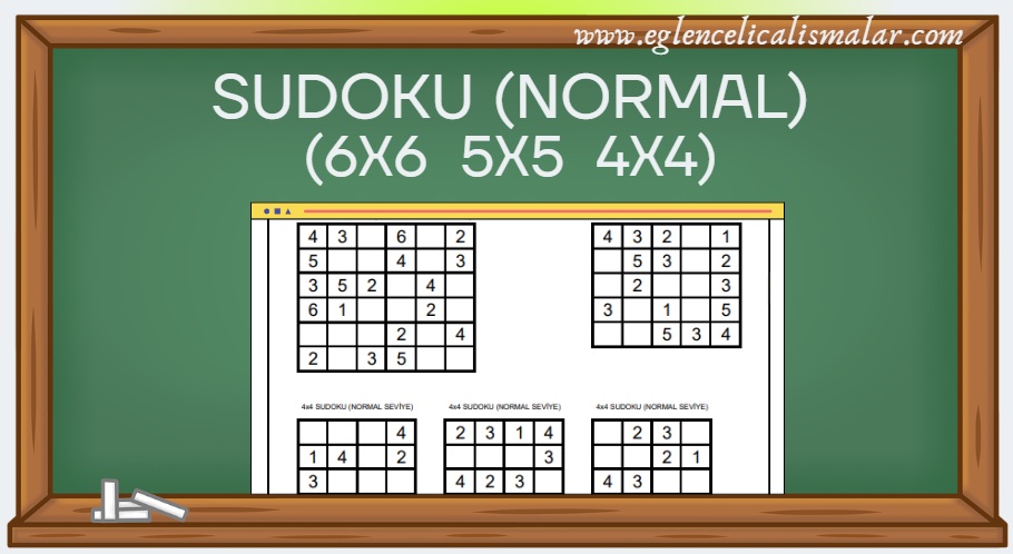 karisik sudokular normal seviye 4x4 5x5 6x6