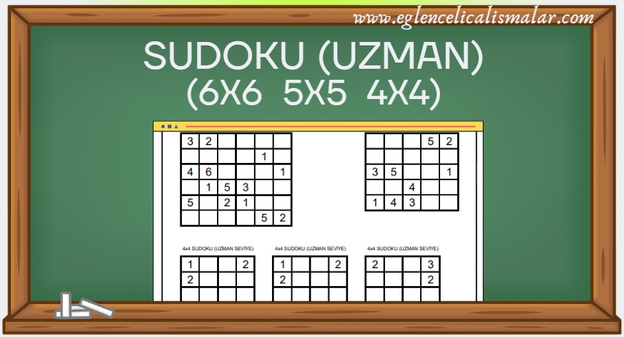 karisik sudokular uzman seviye 4x4 5x5 6x6