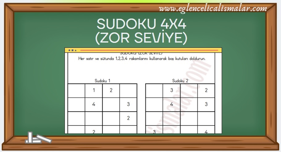 sudoku 4x4 zor seviye
