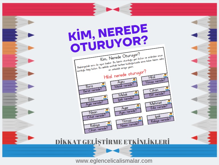 kim nerede oturuyor zor seviye bulmaca